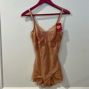 Spanx “Spotlight on Lace” Bodysuit, Nude, Size Medium